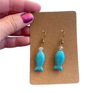 Turquoise Fish Lightweight Drop Earrings